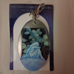 Blue Fairy Encased Flower Keychain